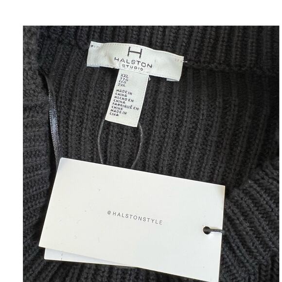 NWT Halston Studio Studio Long Sleeve Mini Sweater Dress Black Ribbed Size XXL - Picture 8 of 11